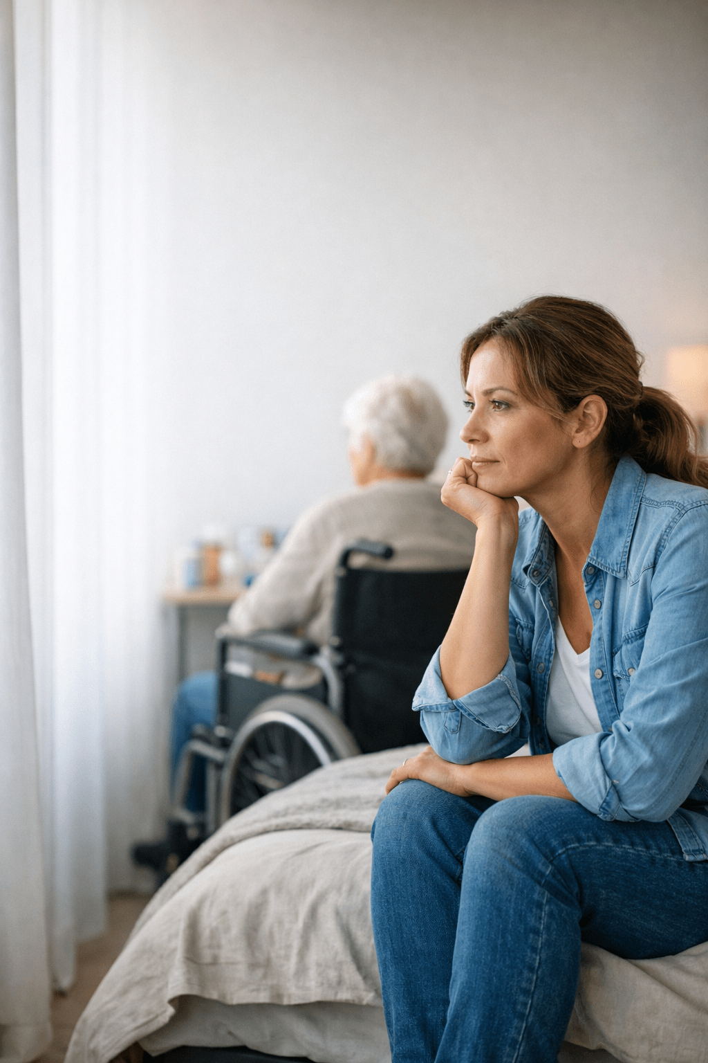 Caregiver con mamma anziana